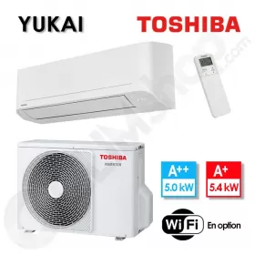 Climatiseur Réversible Toshiba Yukai RAS-B18E2KVG et RAS-18E2AVG-E - 5 kW