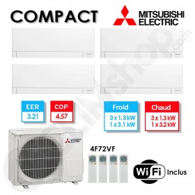 Quadri-split Mitsubishi climatisation MXZ-4F72VF + 3 x MSZ-AY15VGK + 1 X MSZ-AY35VGK - (7.2 kW)