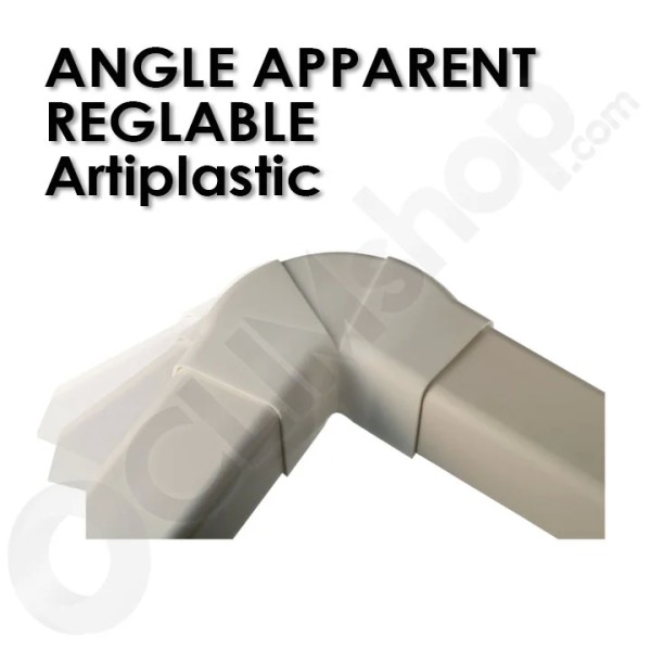 Angle apparent réglable pour goulotte ARTIPLASTIC blanc 60x45 / 80x60