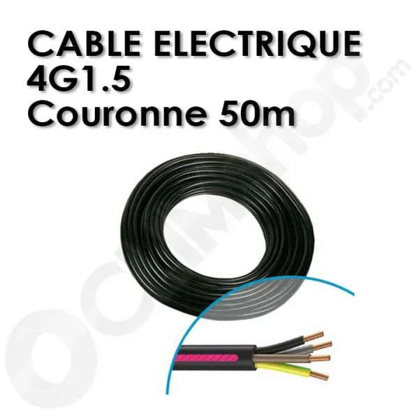 Câble électrique 4G1.5 pour interconnexion d'unités de climatisation couronne de 50 mètres